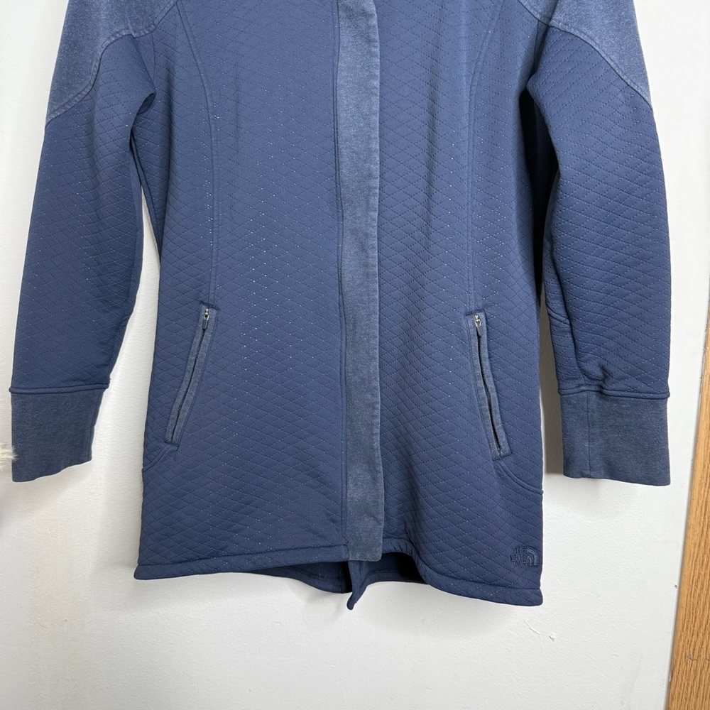 The North Face Caroluna Quilted Hooded Fleece Jacket Coat Blue Size L - Picture 5 of 15